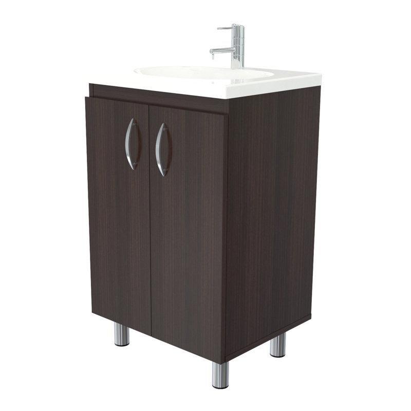 Laricina Beyazı Ahşap Köşe Tipi Yavaş Kapanır Kapaklı Lavabolu Banyo Dolabı - 46 cm - 198373