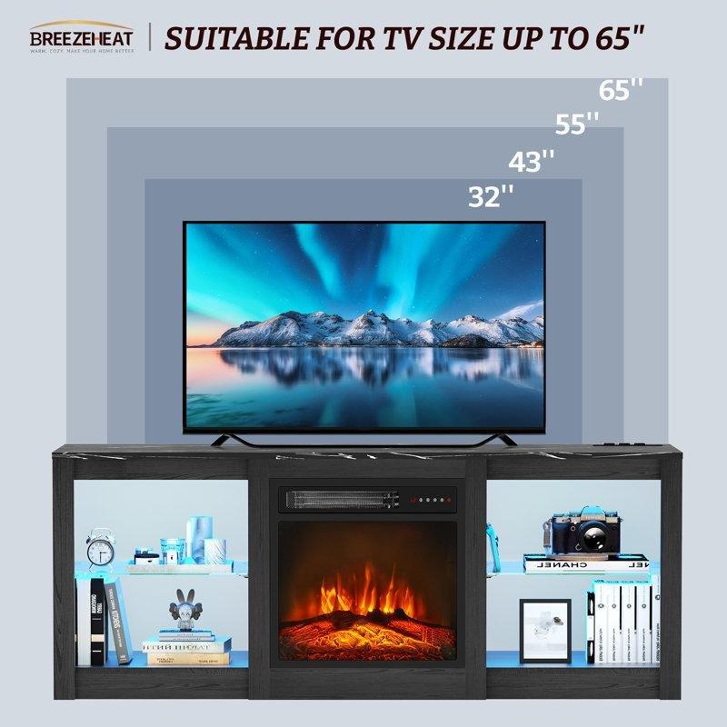 LED Aydınlatmalı ve Elektrikli Şömineli MDF TV Ünitesi - 148 cm - 221686