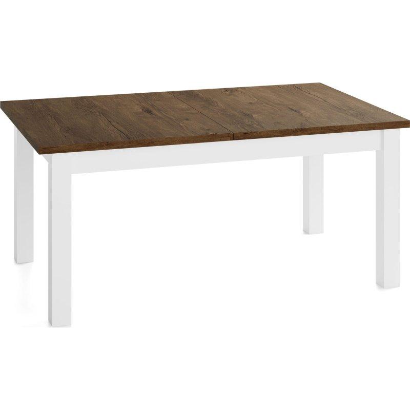 Lefkas Meşe Lamine Tablalı Beyaz Masif Kayın Ayaklı Açılabilir Bohem Yemek Masası - 120x70 cm - 236643
