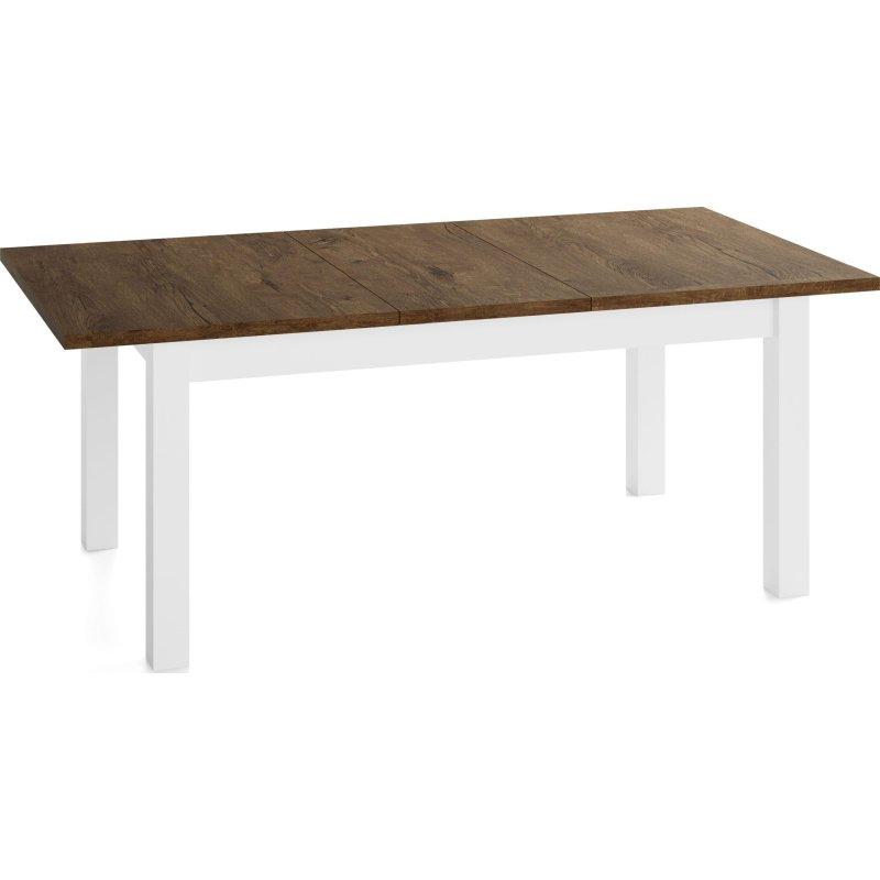 Lefkas Meşe Lamine Tablalı Beyaz Masif Kayın Ayaklı Açılabilir Bohem Yemek Masası - 120x70 cm - 236643