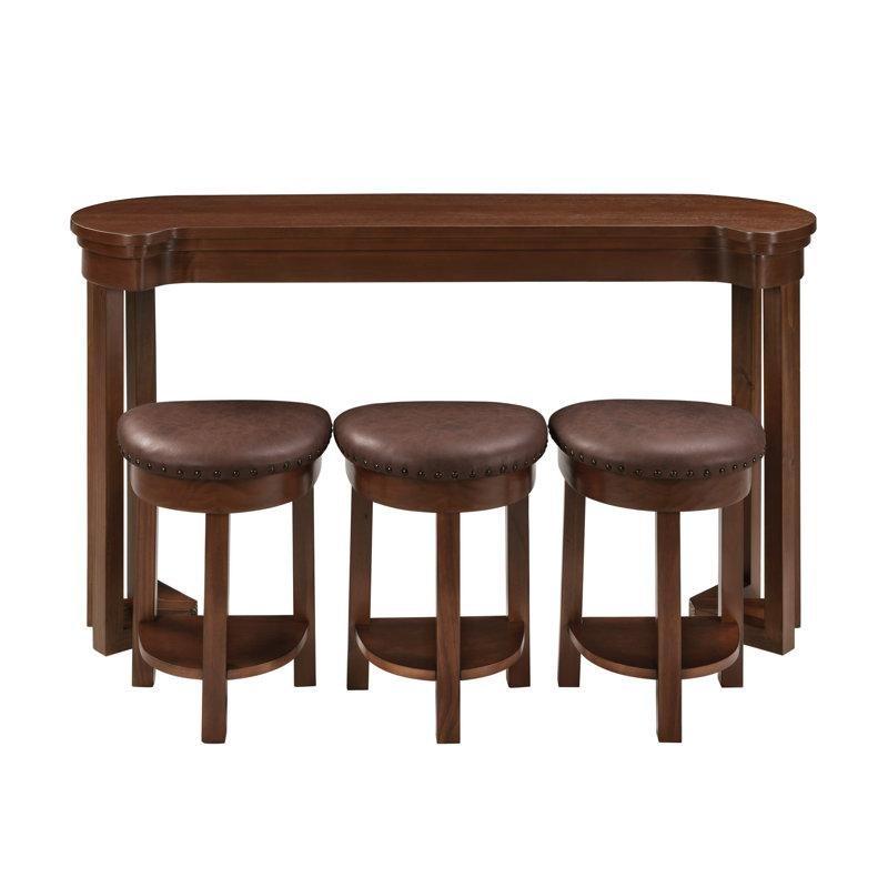 Masif Ahşap 3 Döşemeli Tabureli Bar Masası Seti - 153 cm - 231681