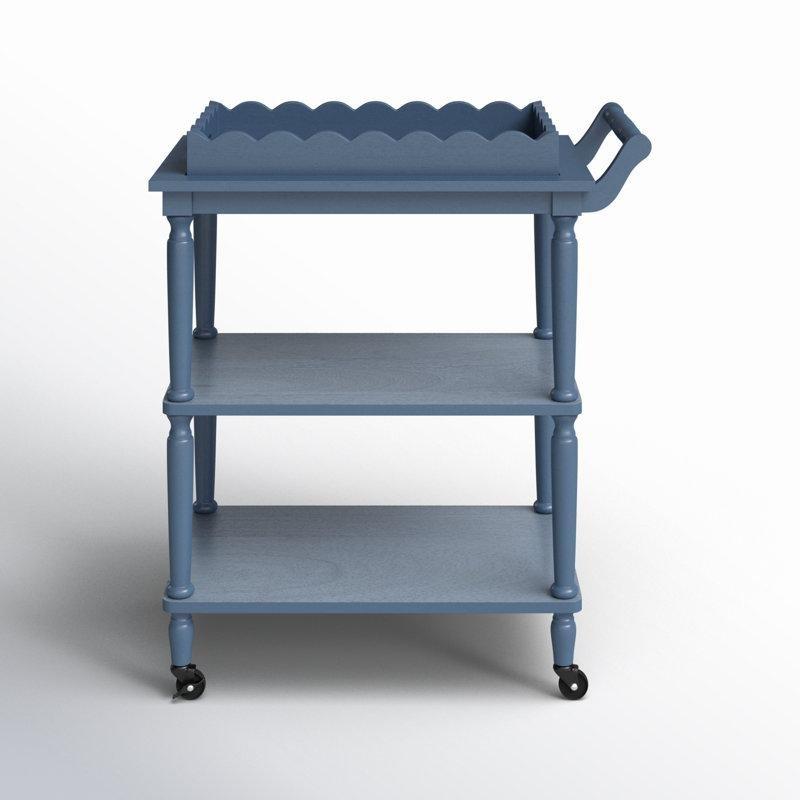Masif Ahşap 3 Katlı Tekerlekli Çıkarılabilir Tepsili Servis Arabası - 69x40 cm - 178102