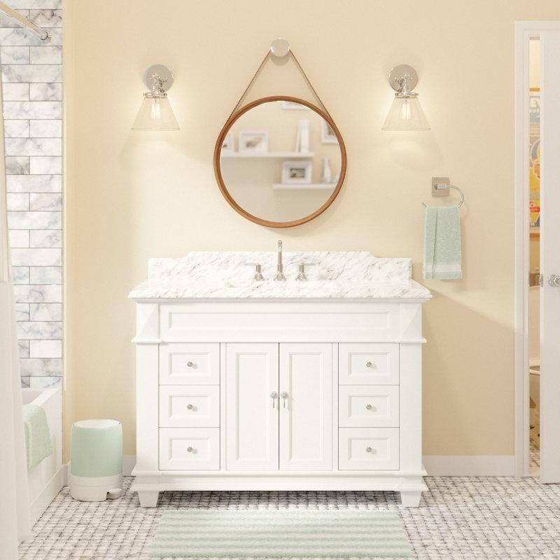Masif Ahşap Ayaklı 6 Çekmeceli Yavaş Kapanan Banyo Lavabo Dolabı - 122 cm - 201930