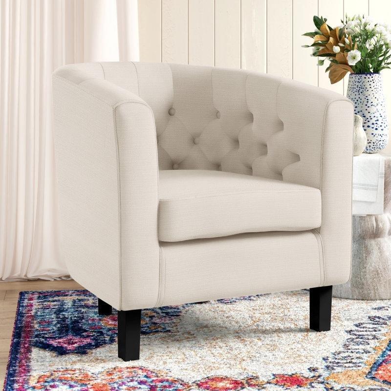 Masif Ahşap Ayaklı Kapitoneli Kadife Varil Tasarım Tekli Koltuk - 204995