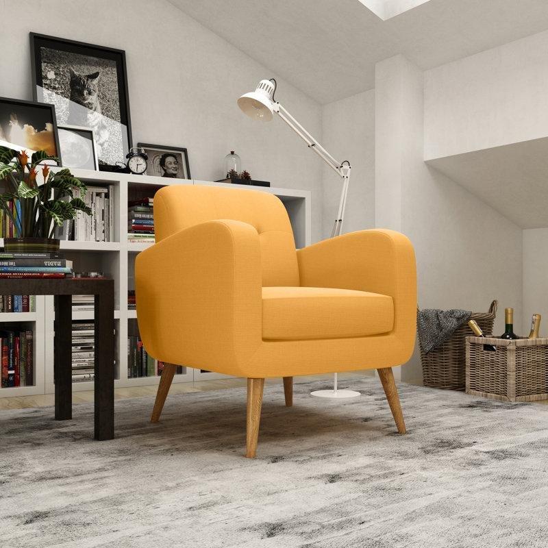 Masif Ahşap Ayaklı Kapitoneli Kare Kollu Tekli Koltuk - 75 cm - 204999