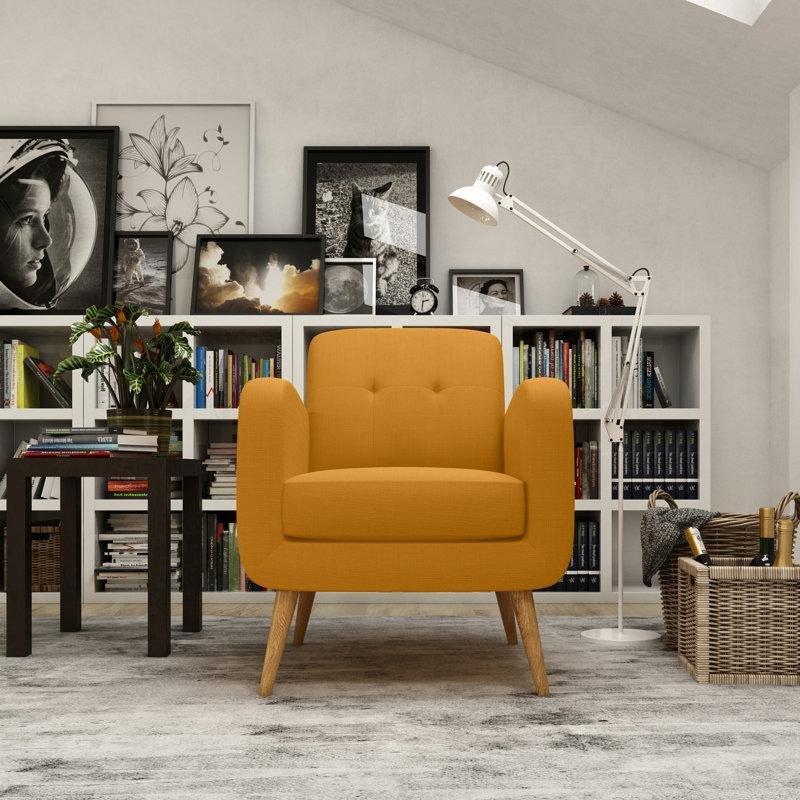 Masif Ahşap Ayaklı Kapitoneli Kare Kollu Tekli Koltuk - 75 cm - 204999