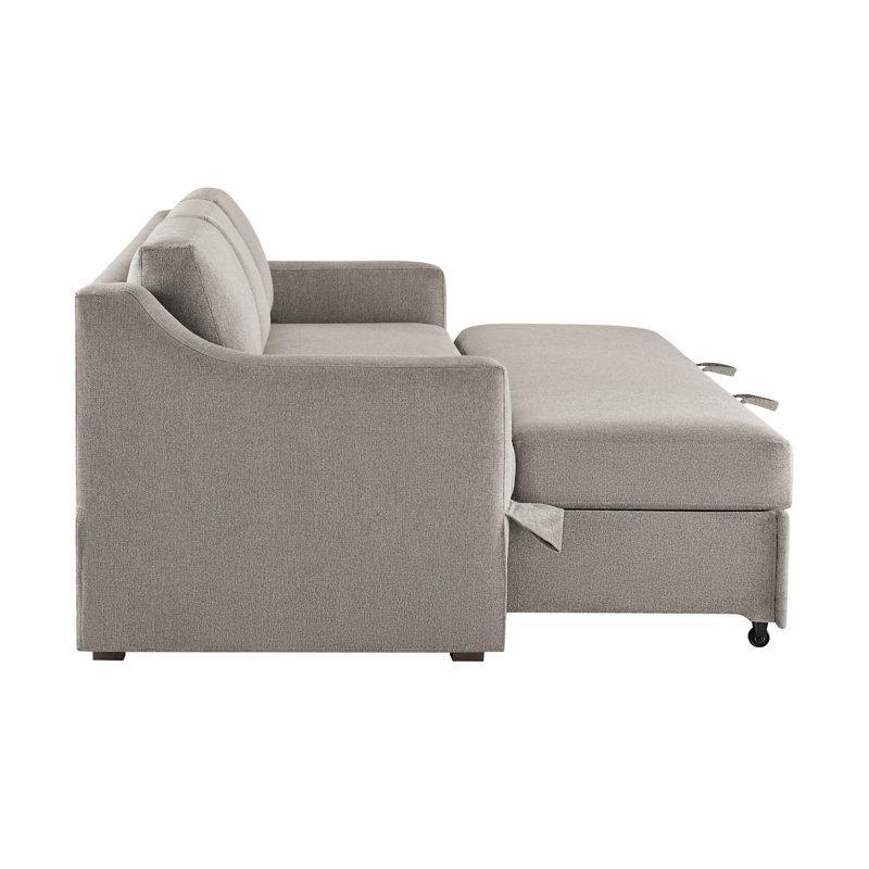 Masif Ahşap Ayaklı Keten Dokulu Yatak Olan Etekli Üçlü Koltuk - 231 cm - 197330