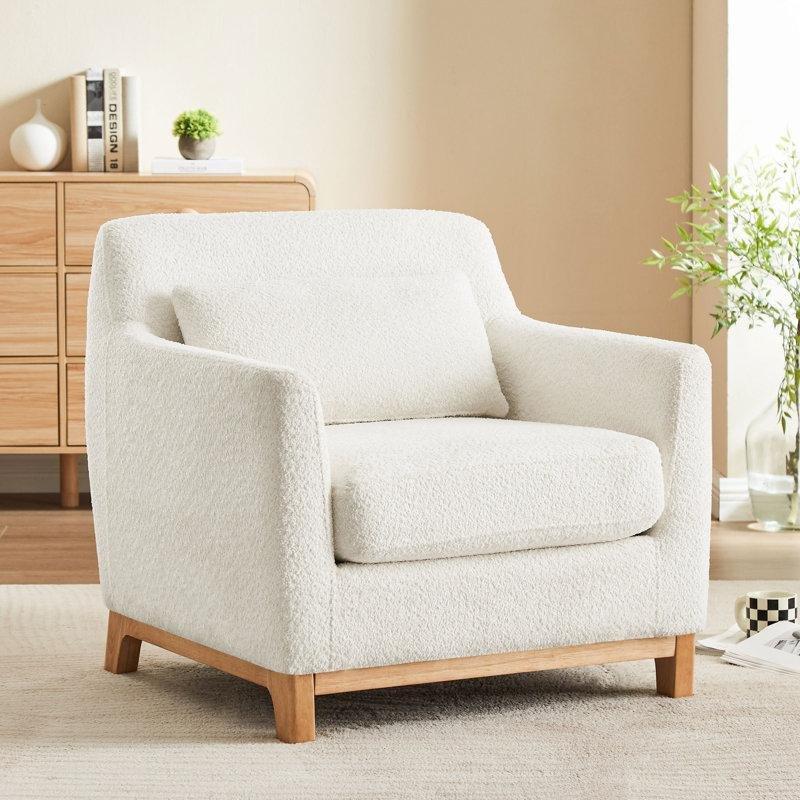Masif Ahşap Ayaklı Kırlentli Modern Tekli Koltuk - 80 cm - 203490