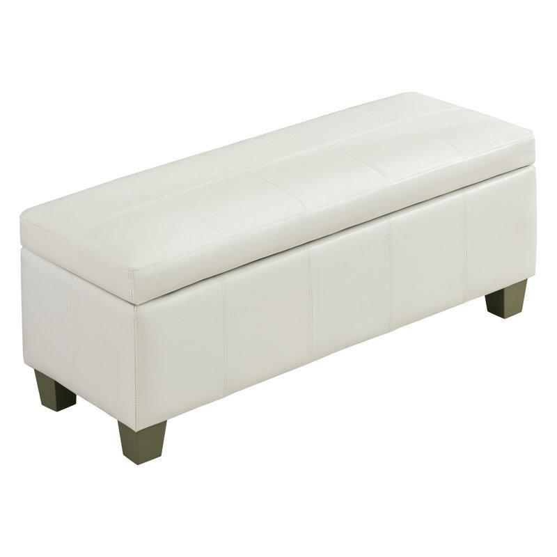 Masif Ahşap Ayaklı Suni Deri Döşemeli Sandıklı Nervürlü Bench - 105 cm - 164326
