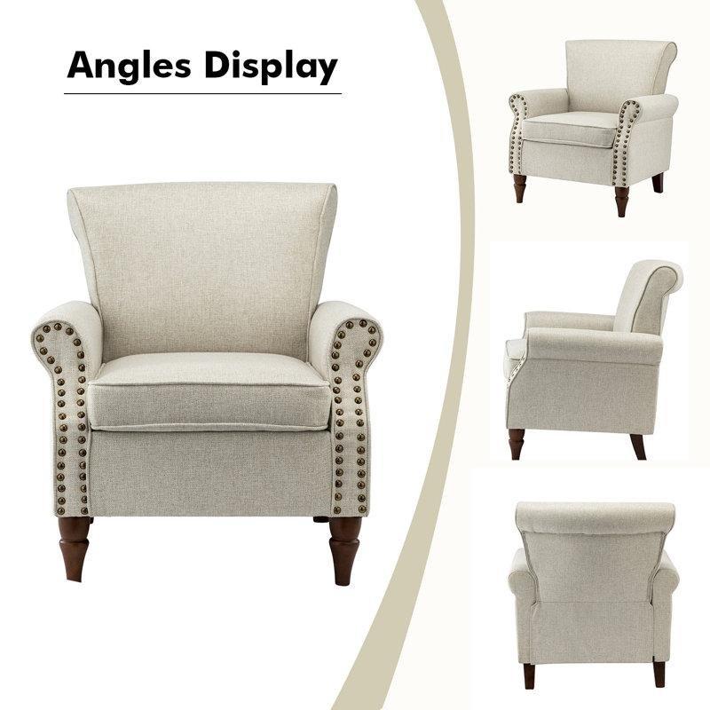 Masif Ahşap Bacaklı Zımba Detaylı 2li Set Tekli Koltuk - 202934