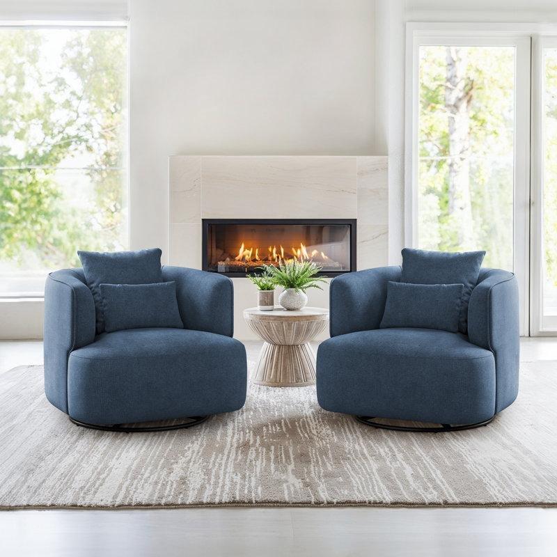 Masif Ahşap Döner Fıçı Tasarım 2li Set Tekli Koltuk - 83 cm - 202259