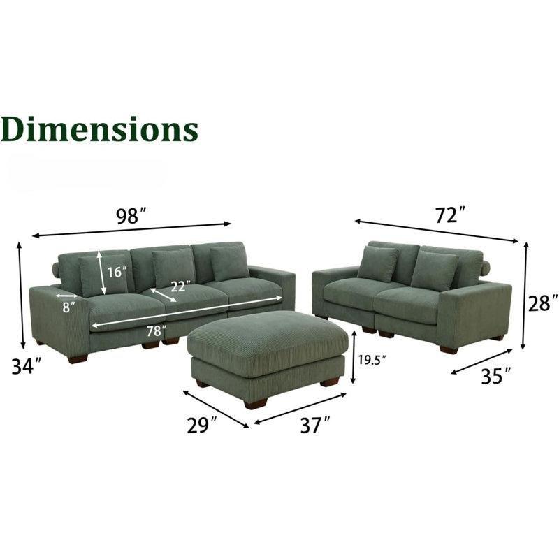 Masif Ahşap Fitilli Kadife 6 Parça Puflu Modüler Koltuk Takımı - 191907
