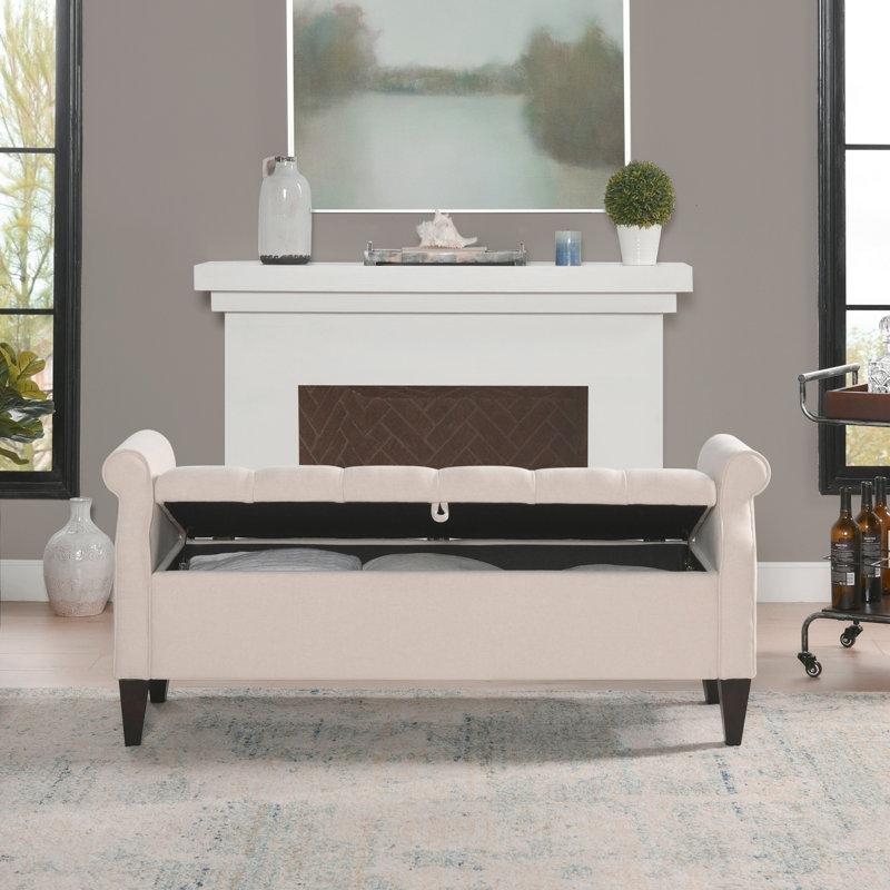 Masif Ahşap Gövdeli Kapitoneli Sandıklı Bench - 147 cm - 164383