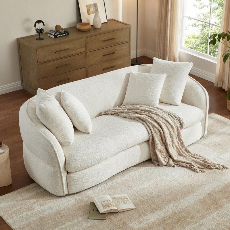 Masif Ahşap İskeletli Kanallı Kapitoneli Kavisli Koltuk - 221 cm - 196636