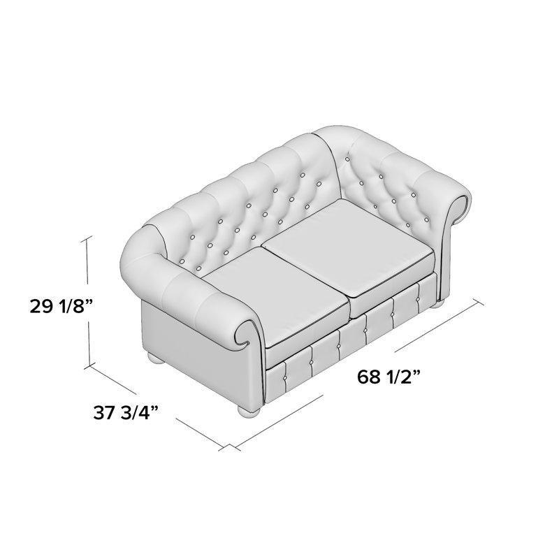 Masif Ahşap İskeletli Kapitoneli Chesterfield İkili Koltuk - 174 cm - 195694