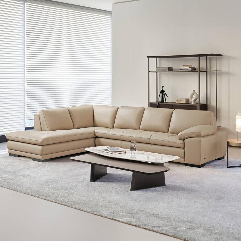 Masif Ahşap İskeletli Kapitoneli Deri L Köşe Koltuk Takımı - 315 cm - 194207