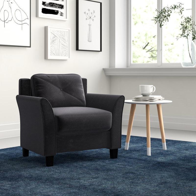 Masif Ahşap İskeletli Kapitoneli Sırtlı Mikrofiber Berjer Koltuk - 87 cm - 203124