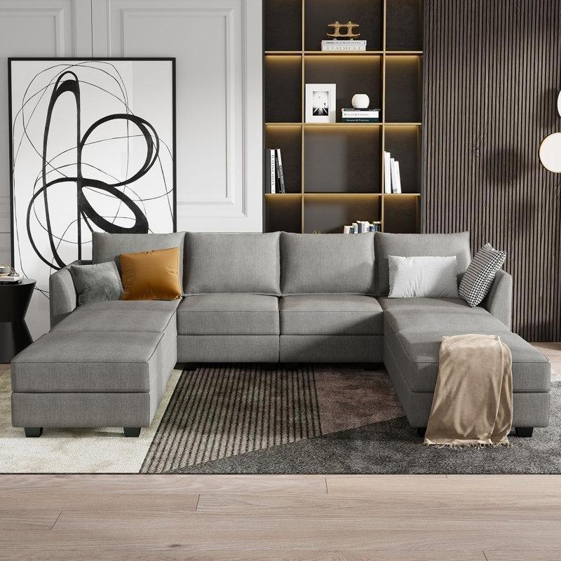 Masif Ahşap İskeletli Modüler Yataklı ve Sandıklı U Köşe Koltuk Takımı - 286x142 cm - 193886
