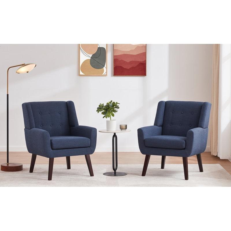 Masif Ahşap Kapitoneli Tekli Koltuk - 74 cm - 203681