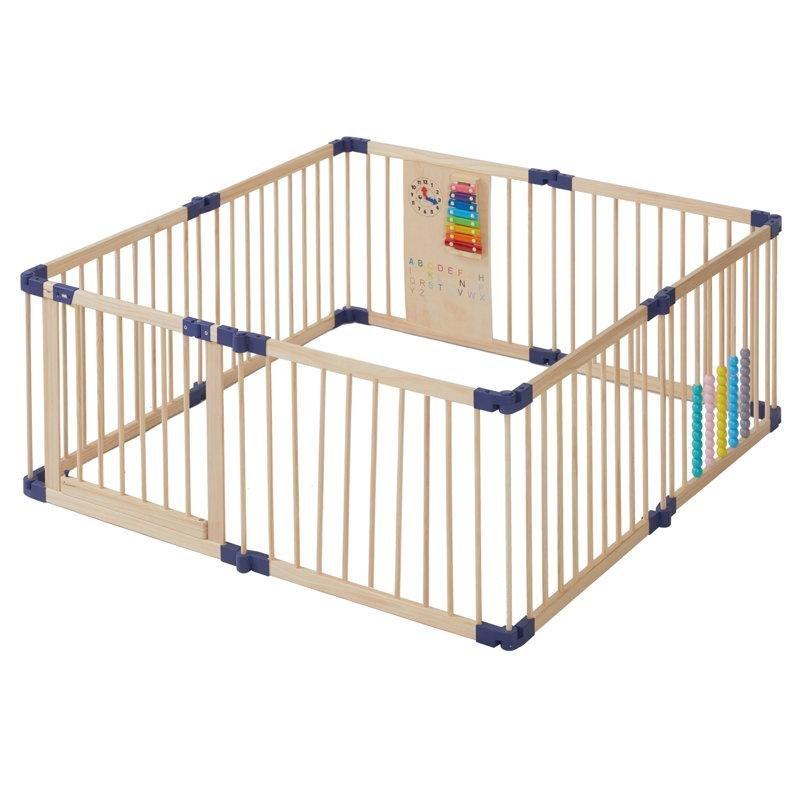 Masif Ahşap Kilitli Kapılı Modüler Bebek Çocuk Oyun Alanı - 150x150x61 cm - 181490