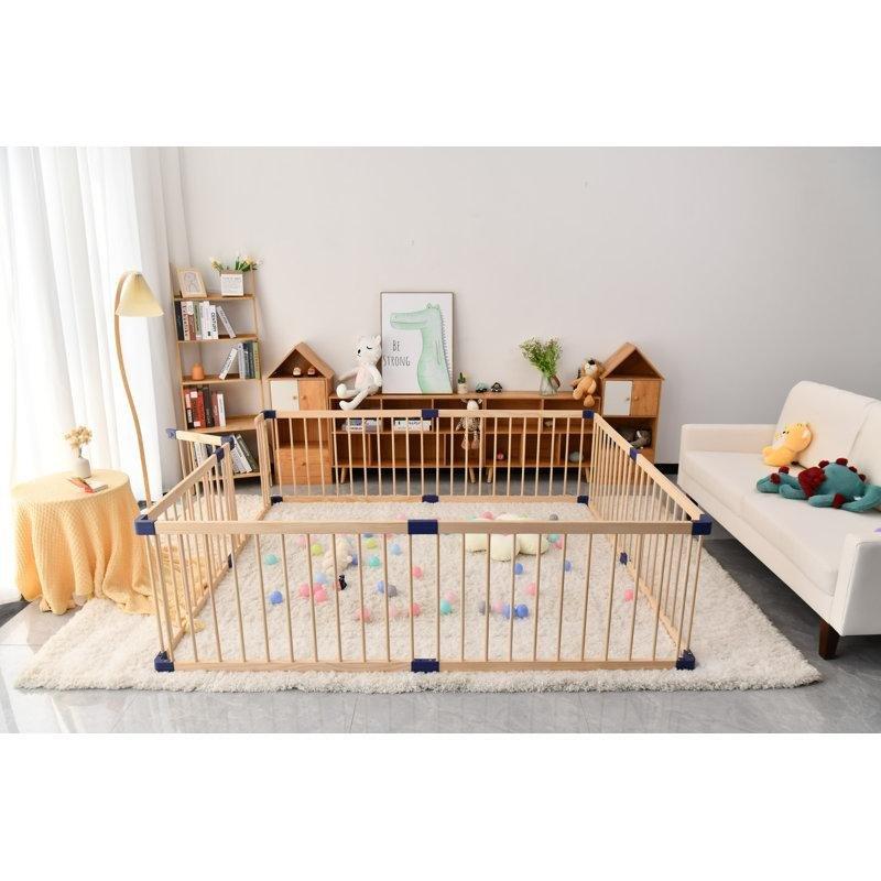 Masif Ahşap Kilitli Kapılı Modüler Bebek Çocuk Oyun Alanı - 181x201x61 cm - 181551