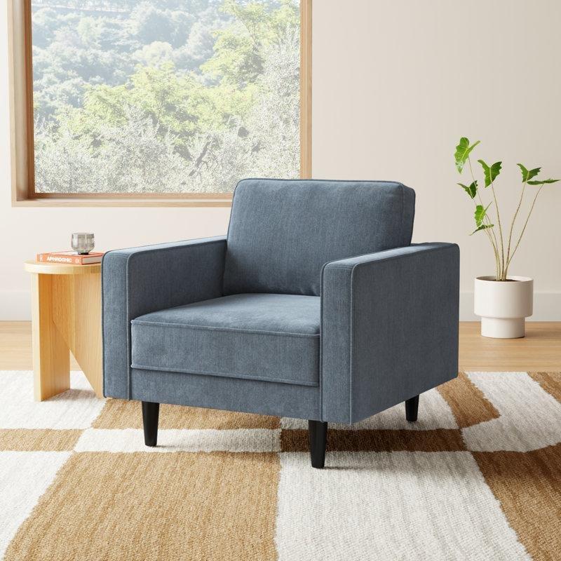 Masif Ahşap Konik Ayaklı Çıkarılabilir Minderli Tekli Koltuk - 87x92 cm - 203160