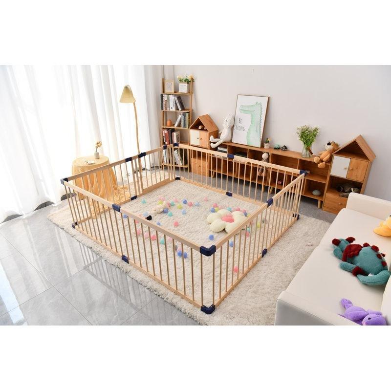 Masif Ahşap Modüler Kilitli Kapılı Bebek Çocuk Oyun Alanı - 180x200 cm - 181139