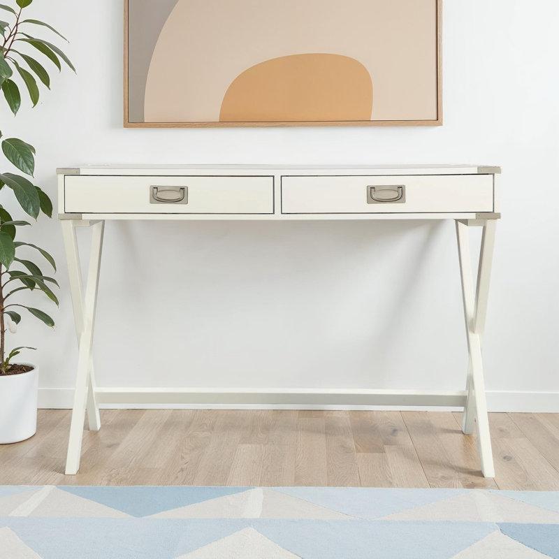 Masif Ahşap ve MDF Çapraz Ayaklı 2 Çekmeceli Vintage Çalışma Masası - 107 cm - 234344