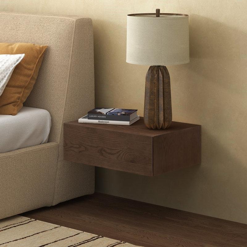 Masif Ahşap ve MDF Tek Çekmeceli Duvara Monte Komodin - 49 cm - 224449