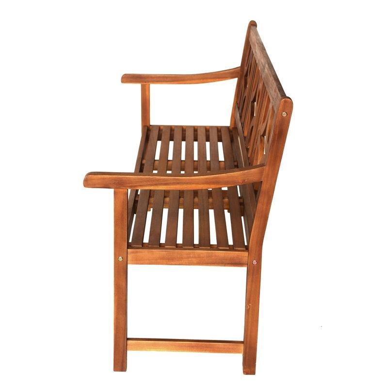 Masif Akasya Ağacı Kavisli Kollu Bahçe Bankı - 151 cm - 171967