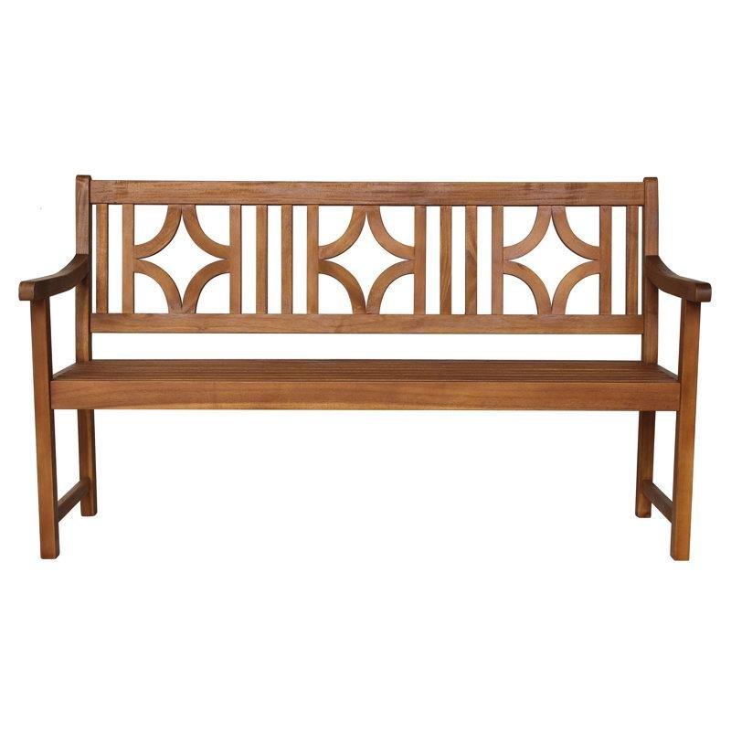 Masif Akasya Ağacı Kavisli Kollu Bahçe Bankı - 151 cm - 171967