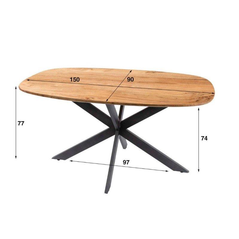 Masif Akasya Ağacı Örümcek Ayaklı Danimarka Ovali Bohem Yemek Masası - 150x90 cm - 235708