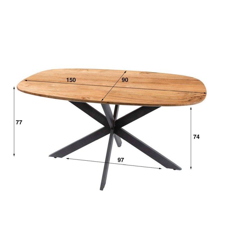 Masif Akasya Ağacı Örümcek Ayaklı Oval Bohem Yemek Masası - 150x90 cm - 236795