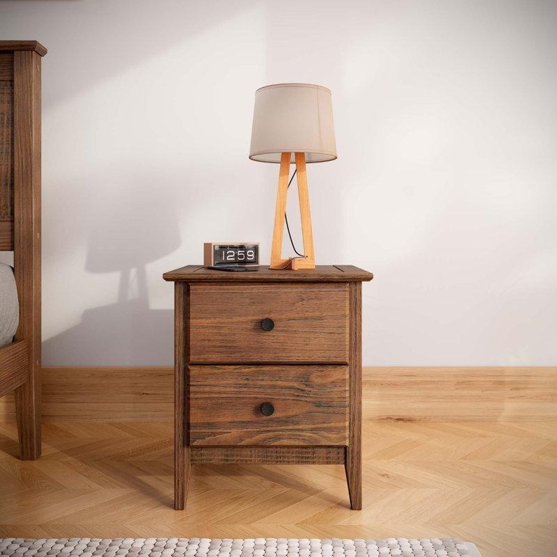 Masif Çam Ağacı İki Çekmeceli Komodin - 51 cm - 222924