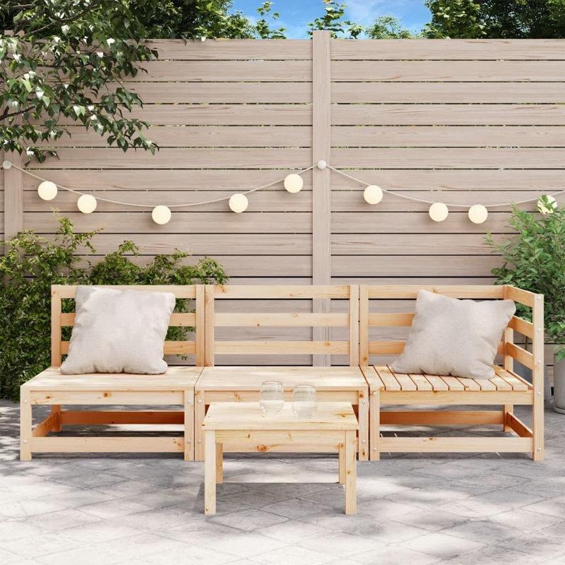 Masif Çam Ahşap 3 Kişilik Modüler Latalı Palet Koltuk - 211 cm - 177366