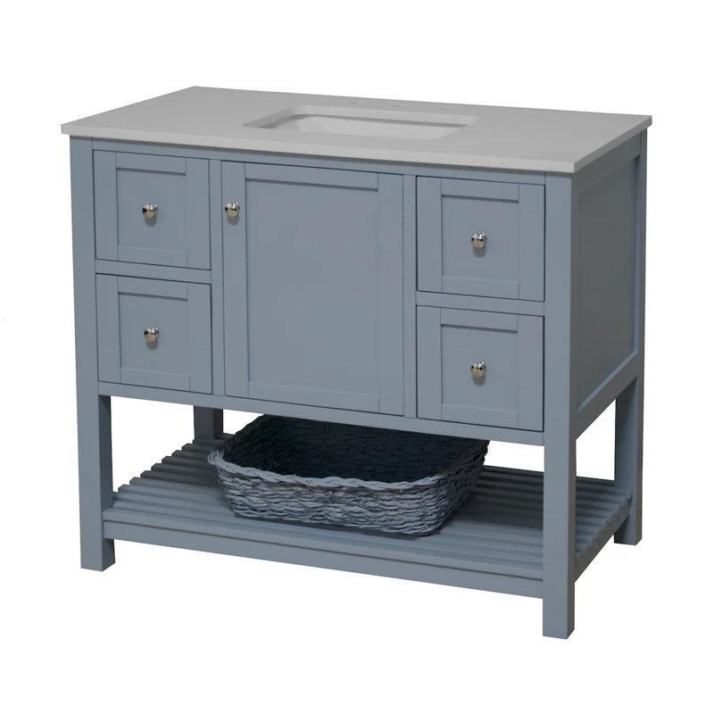 Masif Çam Ahşap Ayaklı Yavaş Kapanır Çekmeceli Banyo Lavabo Dolabı - 107 cm - 200758