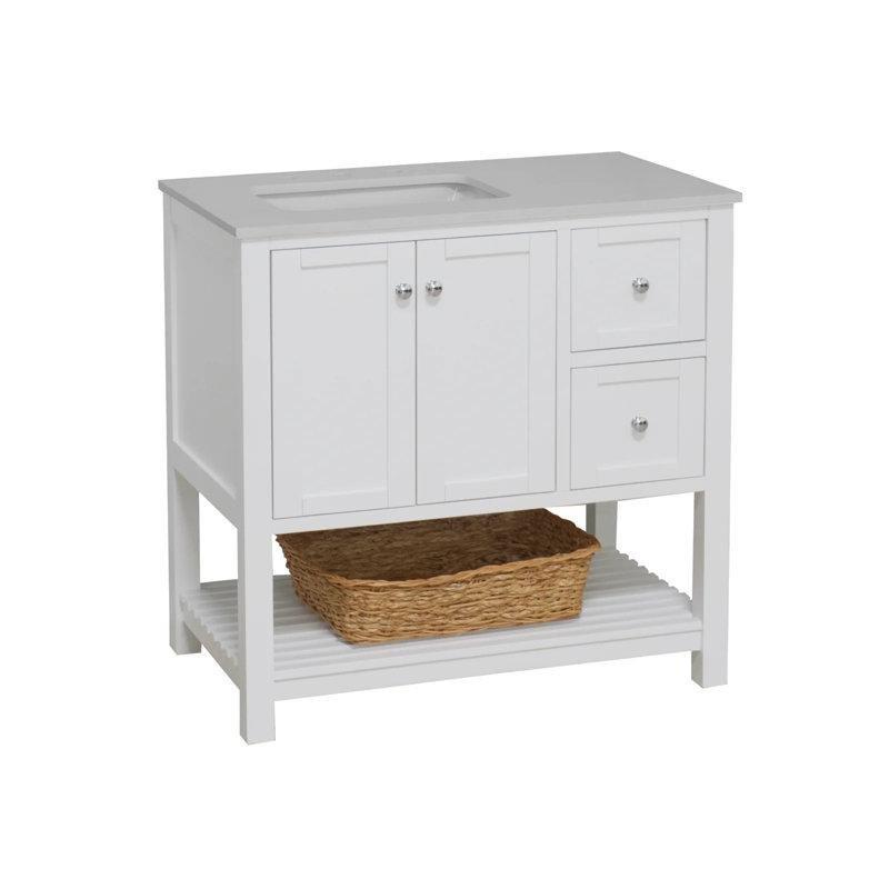Masif Çam Ahşap Eskitme Boyalı Çekmeceli Taş Tezgahlı Banyo Lavabo Dolabı - 92 cm - 201786