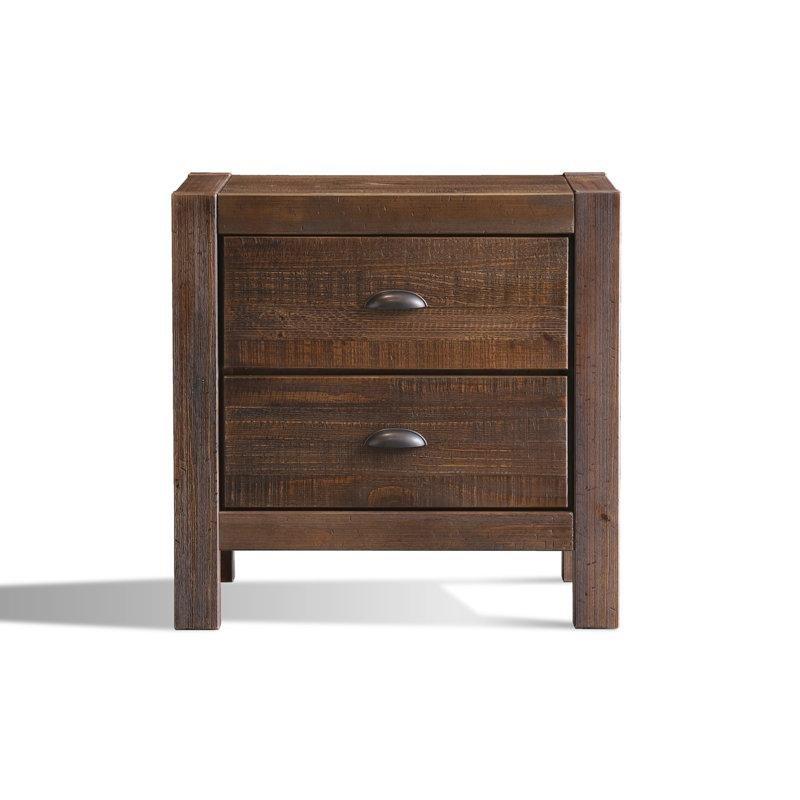 Masif Çam İki Çekmeceli Eskitme Tasarım Komodin - 61 cm - 223771
