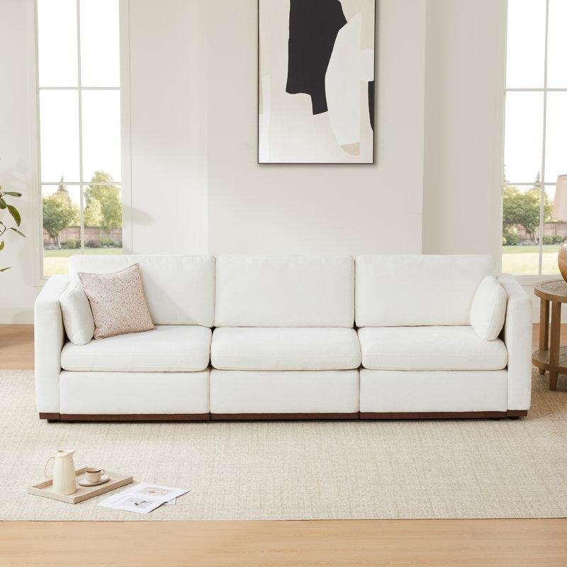 Masif Ceviz Ahşap Ayaklı 3 Parça Modüler Koltuk - 288 cm - 196676