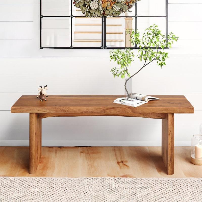 Masif Karaağaç Kütük Tasarımlı Blok Ayaklı Bench - 120 cm - 164743
