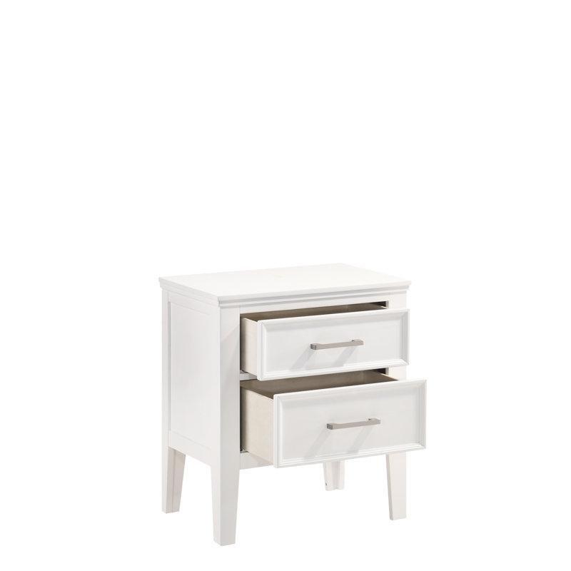 Masif Kauçuk Ağacı İki Çekmeceli Metal Kulplu Komodin - 60 cm - 222671