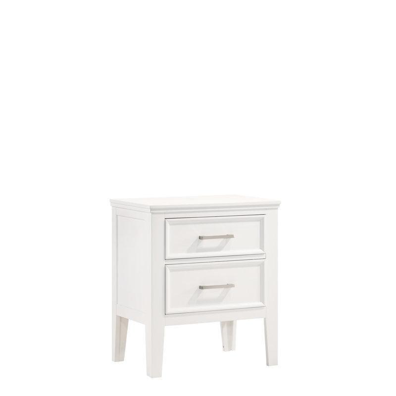 Masif Kauçuk Ağacı İki Çekmeceli Metal Kulplu Komodin - 60 cm - 222671
