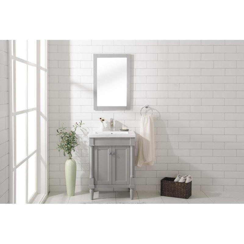 Masif Kavak Ahşap ve Seramik Tezgahlı Yavaş Kapanır Kapaklı Ayaklı Banyo Lavabo Dolabı - 61 cm - 199691