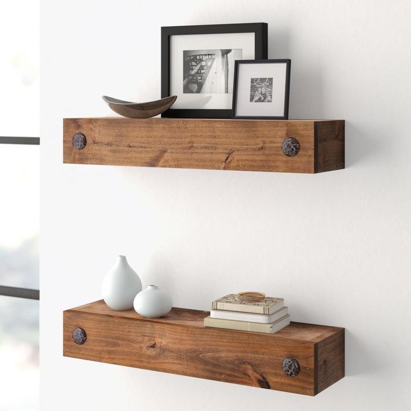Masif Kızılağaç 2li Set Gizli Montajlı Duvar Rafı - 61 cm - 179845