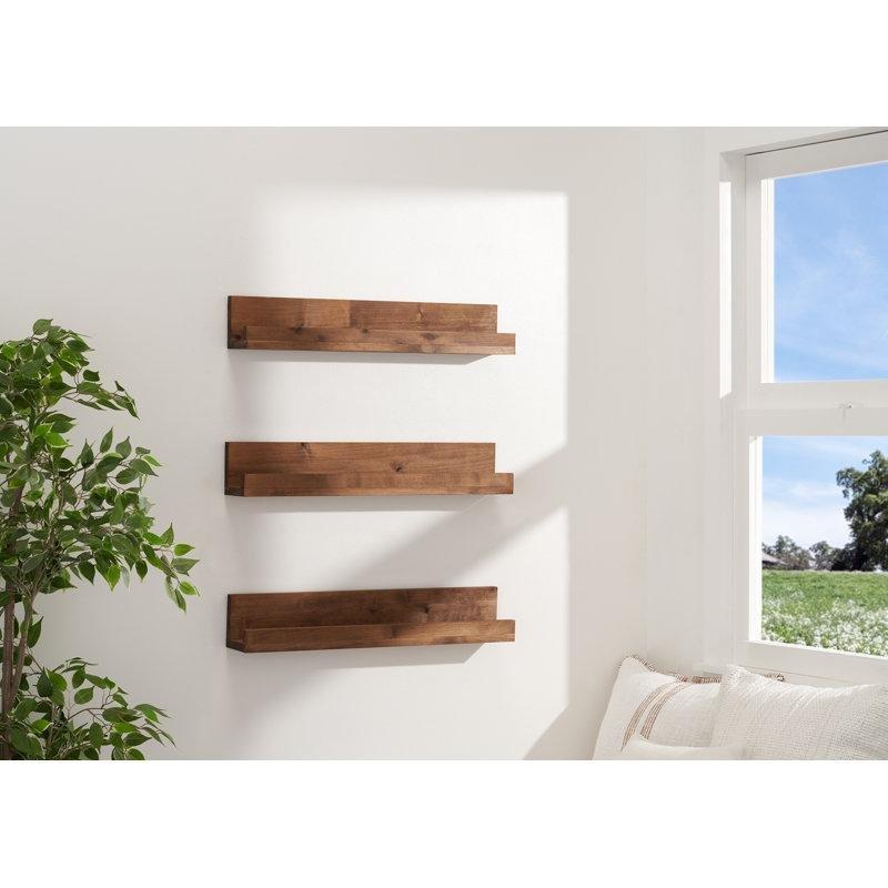 Masif Kızılağaç 3lü Set Çıkıntılı Uçan Duvar Rafı - 72 cm - 180085