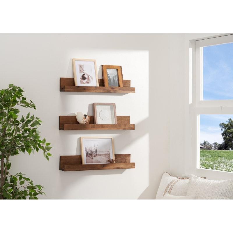 Masif Kızılağaç 3lü Set Çıkıntılı Uçan Duvar Rafı - 72 cm - 180085