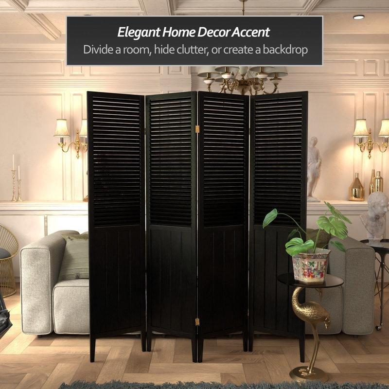 Masif Ladin Ağacı Panjur Tasarımlı Katlanır Paravan - 178x161 cm - 184581