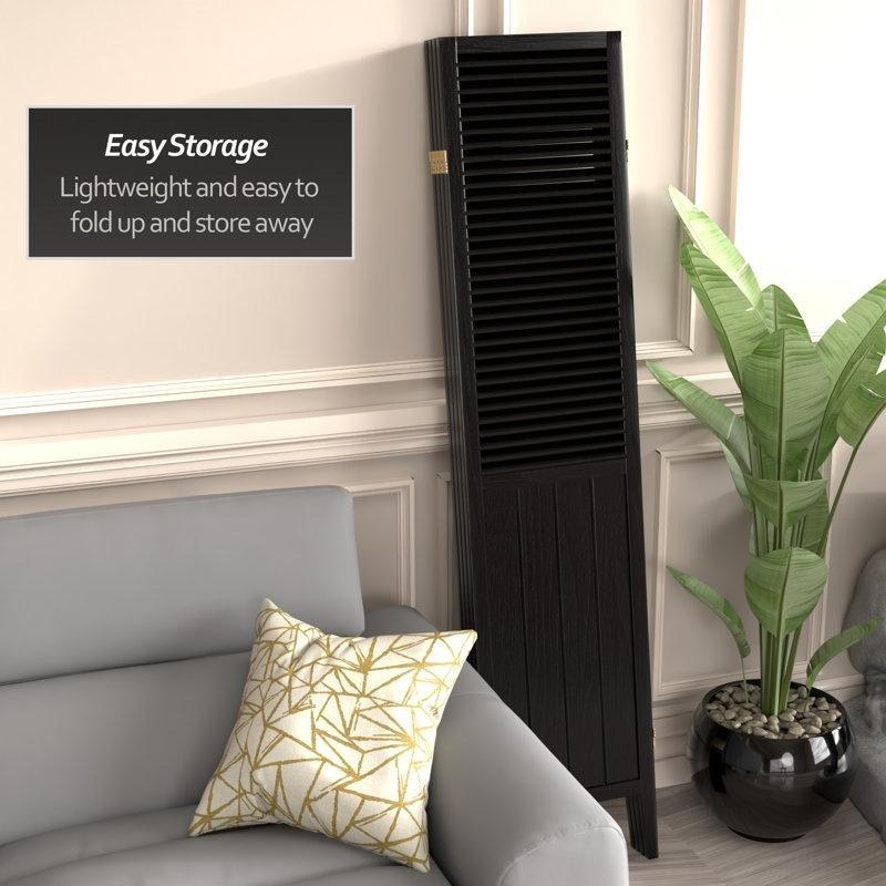 Masif Ladin Ağacı Panjur Tasarımlı Katlanır Paravan - 178x161 cm - 184581