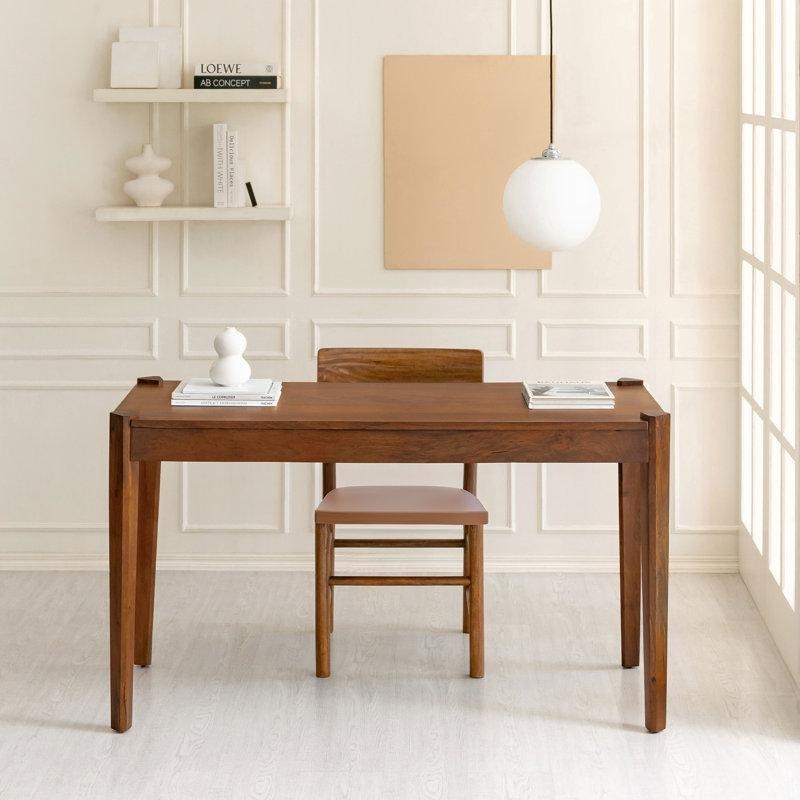 Masif Mango Ağacı Çekmeceli Konik Ayaklı Vintage Çalışma Masası - 138x61 cm - 234573