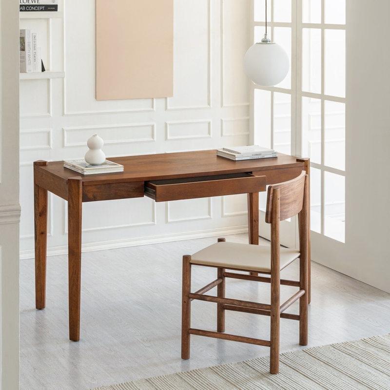 Masif Mango Ağacı Çekmeceli Konik Ayaklı Vintage Çalışma Masası - 138x61 cm - 234573